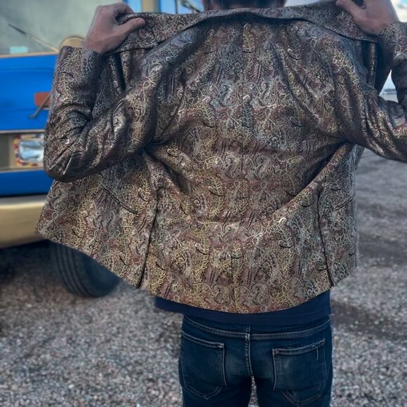 70s Vintage Gold Paisley Coat Unisex Chetta B Evening - Picture 12 of 14